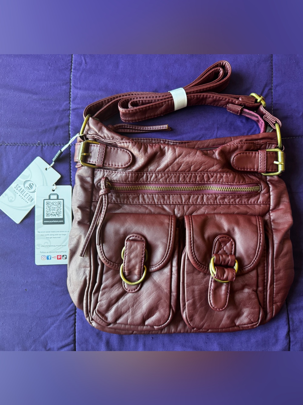 Scarleton Faux Leather Burgundy Crossbody Bag NWT